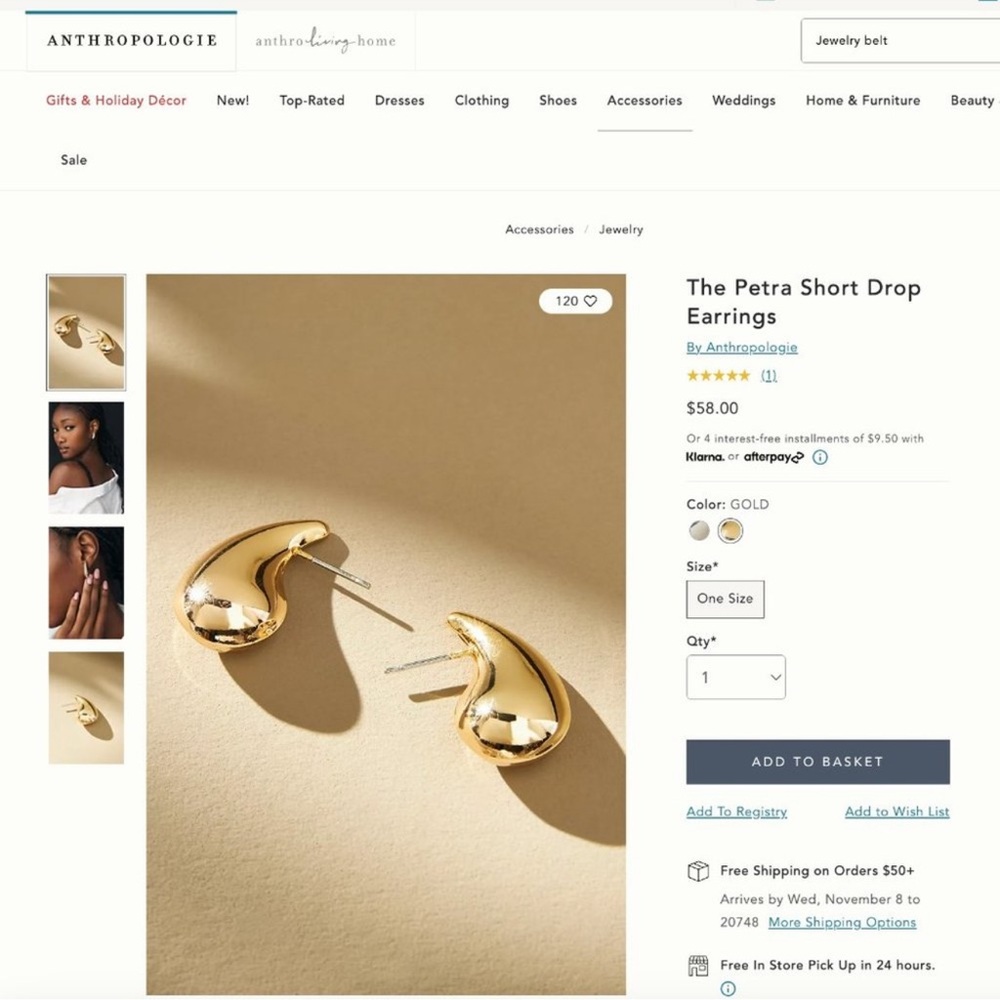 Anthro The Petra Short Drop Earrings - Picture 2 of 5